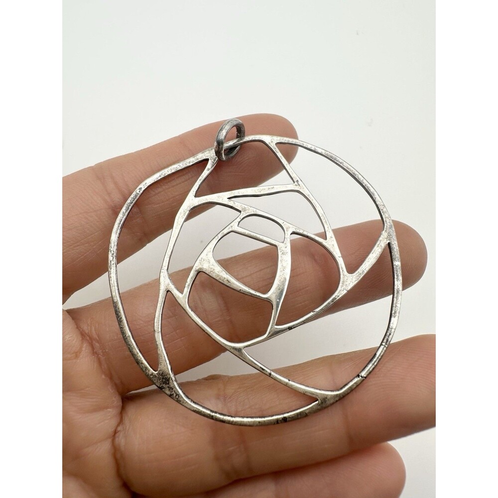 925 Sterling Silver Hollow Rose Flower Pendant